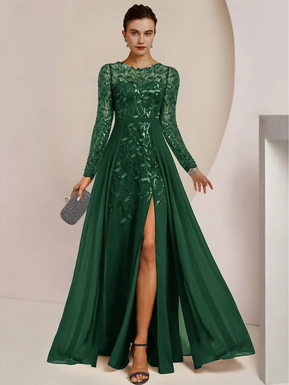 the Bride Mother Elegant Guest of Dress Jewel Wedding A-Line FashionChic