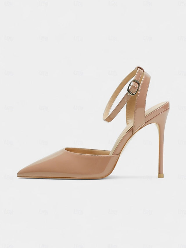 Slingback Stiletto Heels Women's - Patent Leather Nude FashionChic