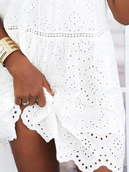 Women's Mini Dress White Dress Lace Dress Casual Dress Tank
