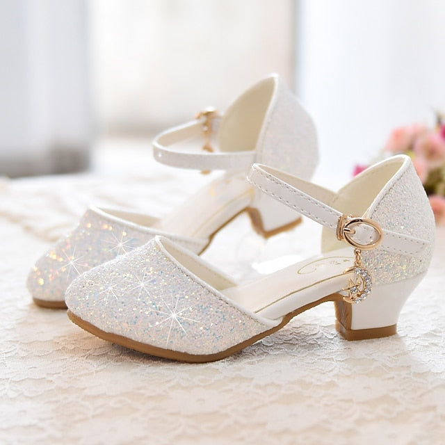 Little Princess Girls' Heels Glitters Party Rubber PU Shoes FashionChic