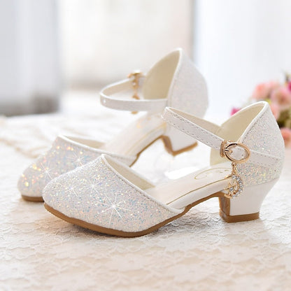 Little Princess Girls' Heels Glitters Party Rubber PU Shoes FashionChic