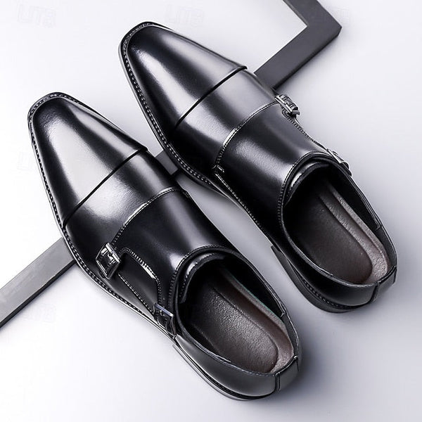 Strap Double – Men's Leather Elegant Shoes Monk Dress FashionChic