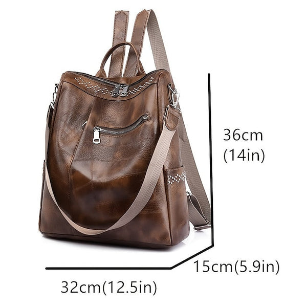 Large Backpack Women's - Leather Multi-Function Capacity FashionChic