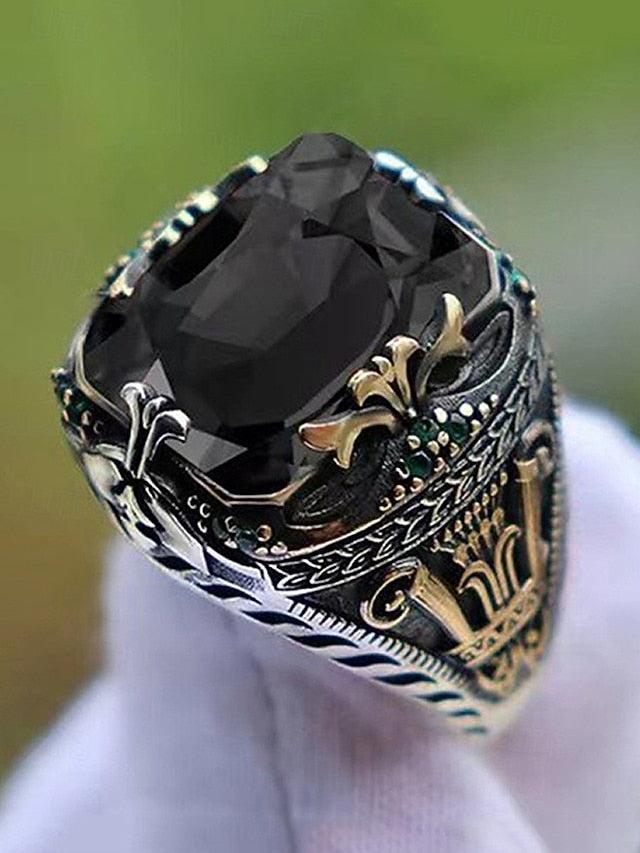 Men's Ring Alloy Gemstone FashionChic