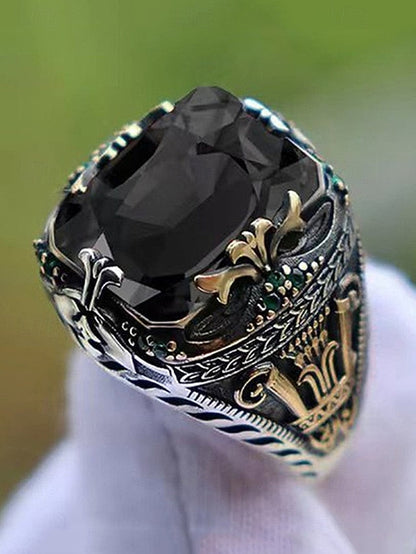 Men's Ring Alloy Gemstone FashionChic