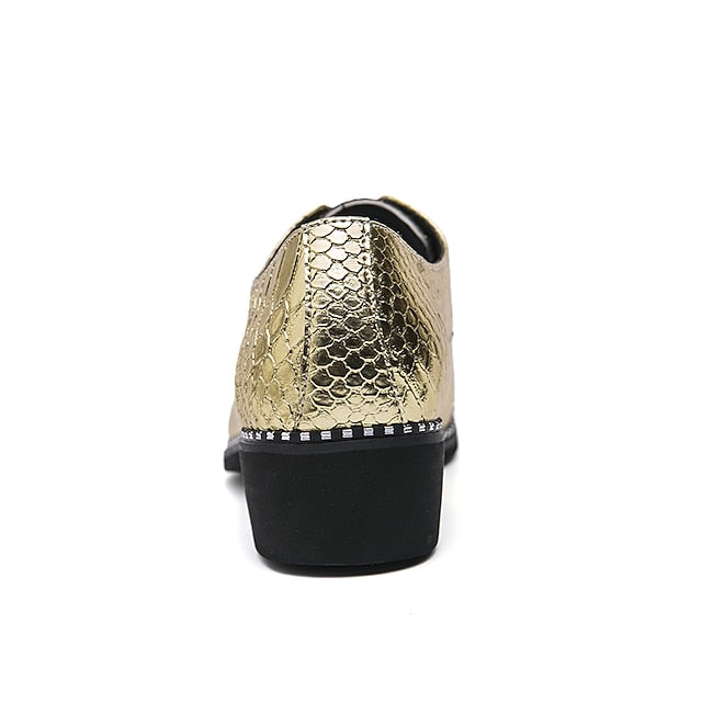 Dress Gold Men's – Oxford Metallic Shoes Shiny Faux FashionChic