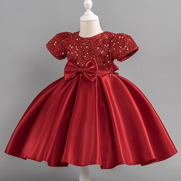 Party Sequin Dress Wedding Short Girls' Toddler Sleeve FashionChic