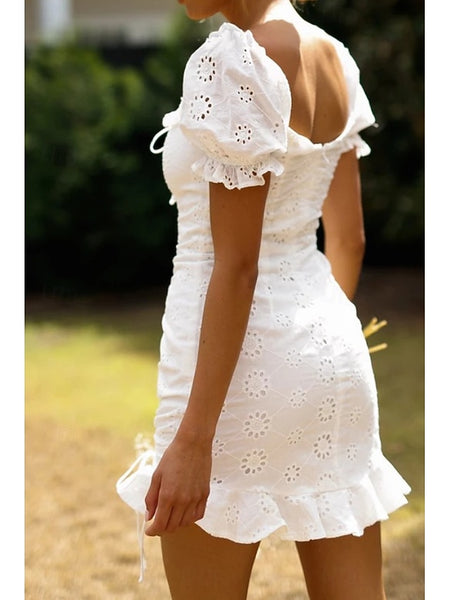 Women's Mini Dress White Dress Graduation Dress Fashion