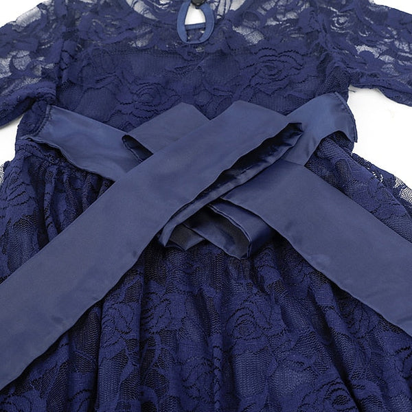 Girl Flower Colored Dress Girls' Long Kids Solid FashionChic