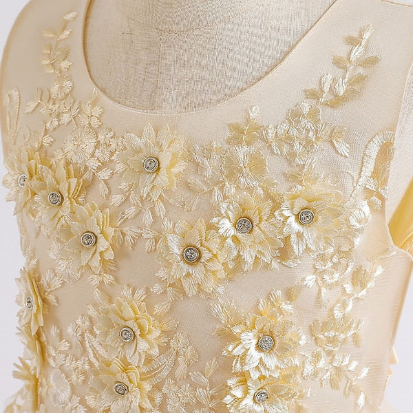 Girls' Wedding Kids Colored Party Dress Solid Sleeveless FashionChic