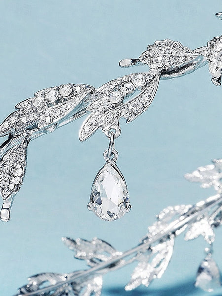 with Gold Vintage Drops Headpiece – Gemstone Blue Leaf FashionChic