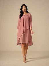 Women's Evening Dress Cape Sleeve Knee-Length Elegant Green FashionChic