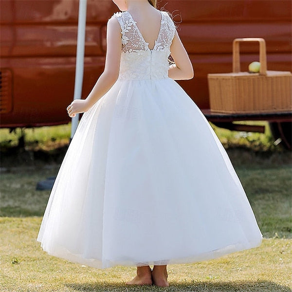 Girl Solid Color Dress Flower Kids Party Girls' FashionChic