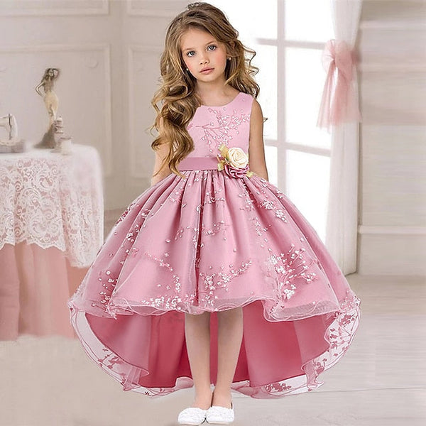 Sleeveless Floral Girls' Kids Solid Dress Wedding Colored FashionChic