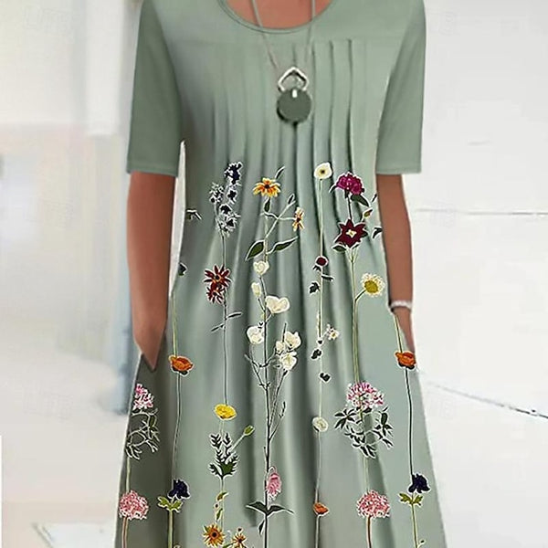 Women's Midi Dress Casual Dress Shift Dress Floral Ruched