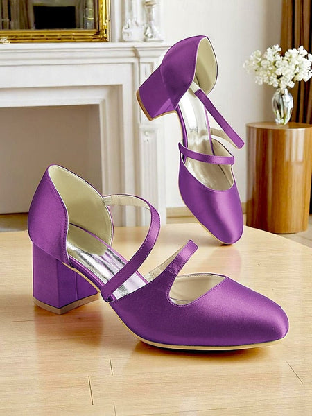 Green Elegant Women's Mary Heels 1950s Jane Satin Block – FashionChic