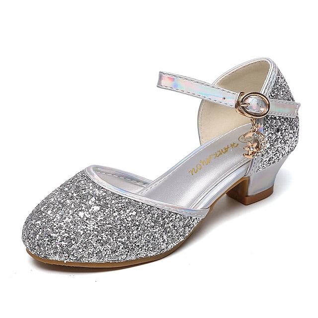 Little Princess Girls' Heels Glitters Party Rubber PU Shoes FashionChic