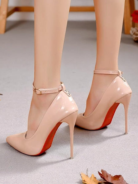 with Women's Heels Black Patent Stiletto Ankle Leather FashionChic