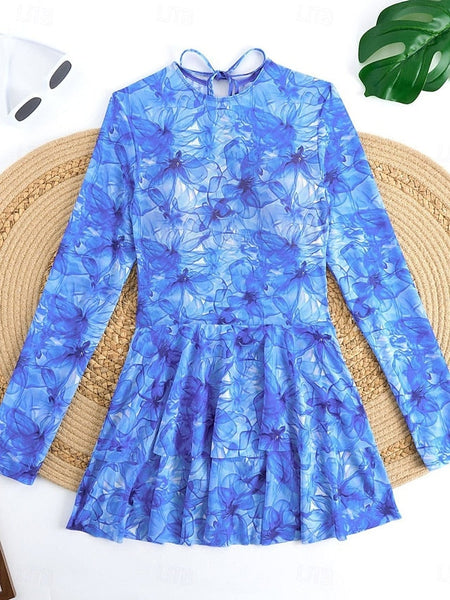 Women's One Piece Swimsuit with Skirt Boho Dress Tummy FashionChic