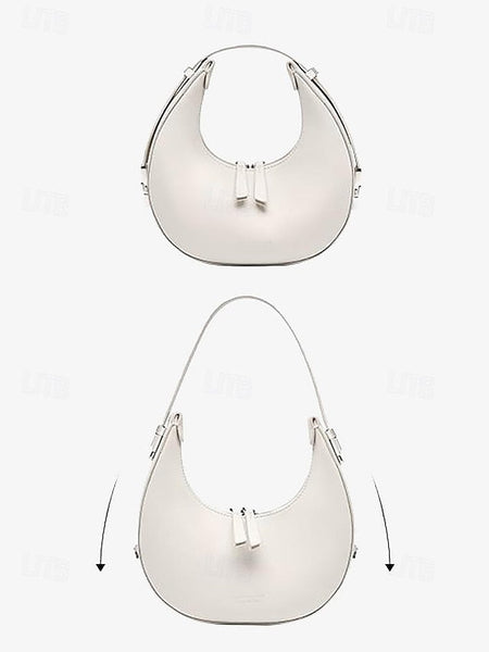 Hobo with Silver Crescent Sleek Ivory Hardware Bag - Elegant FashionChic