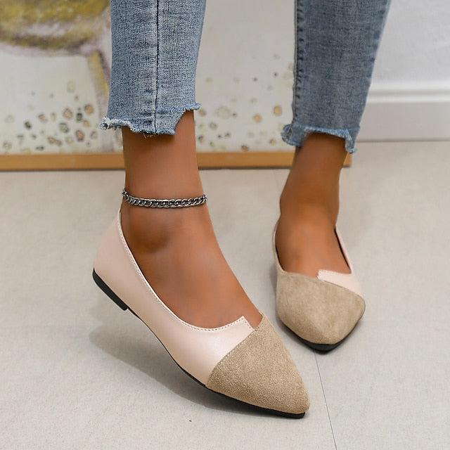 – Elegant Two-Tone Toe Flats Slip-On Women's Pointed FashionChic