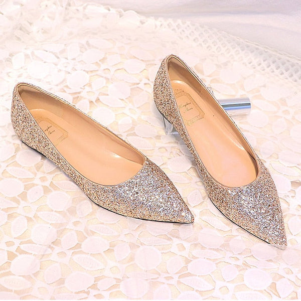 Pink Pointed Comfortable Flat Toe – Glitter Women's Shoes FashionChic