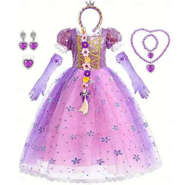 Rapunzel Fairytale Princess Flower Theme Sofia Girl Dress Party FashionChic