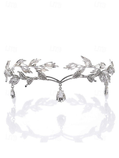 with Gold Vintage Drops Headpiece – Gemstone Blue Leaf FashionChic