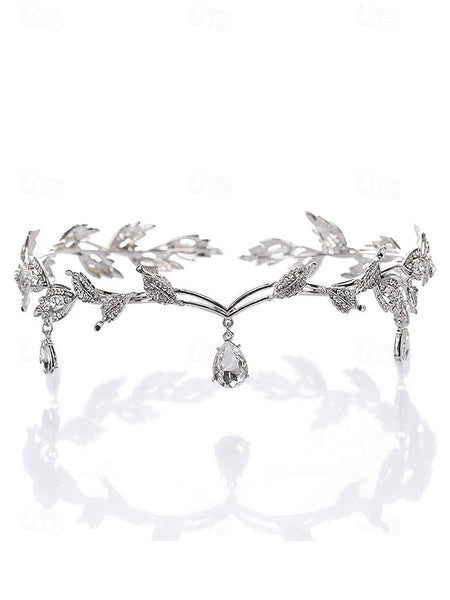 with Gold Vintage Drops Headpiece – Gemstone Blue Leaf FashionChic