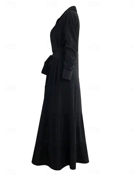 Women's Maxi Dress Black Dress Shirt Dress Casual Dress