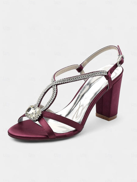 Women's Blue Rhinestone – Elegant Sandals Satin Royal FashionChic