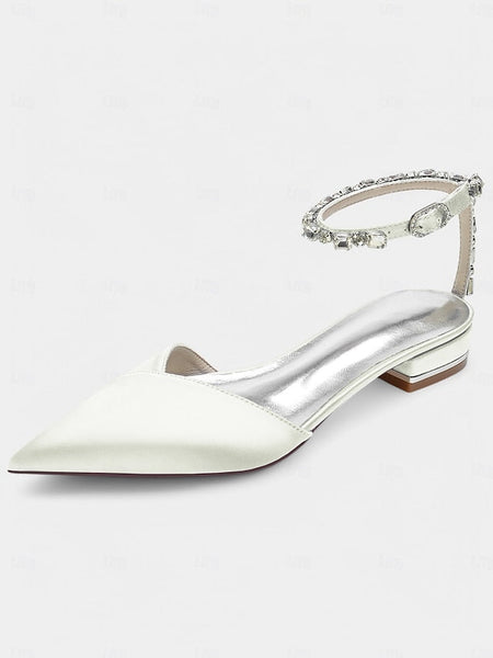 Black Chic Crystal-Ankle Shoes with Satin Strap – Wedding FashionChic