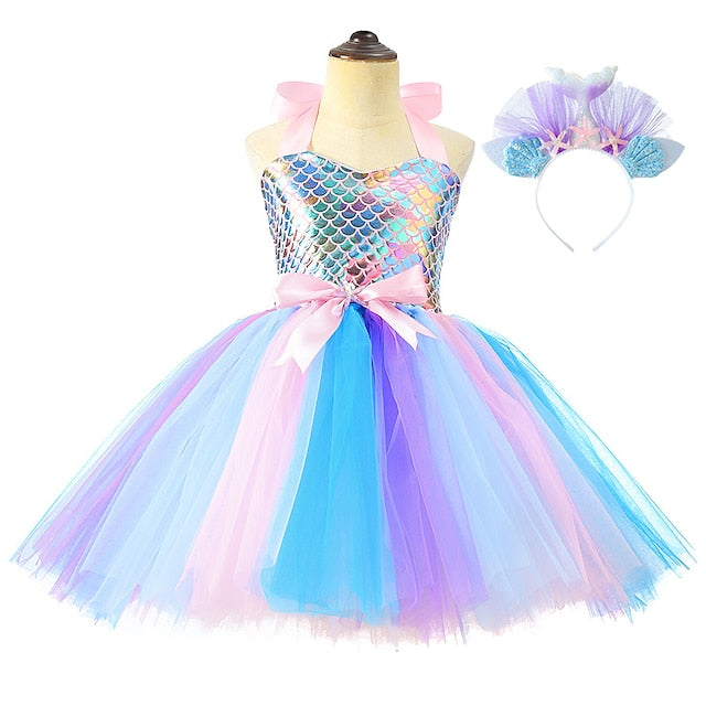Mermaid Little Girl Flower Princess Tail Aqua Ariel FashionChic