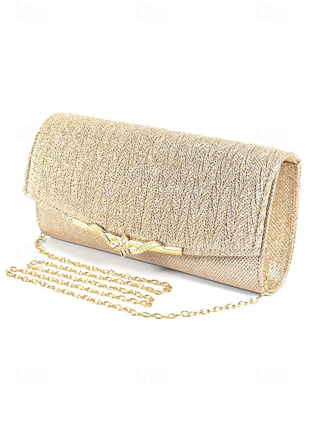 - Handbag Clutch Elegant Gold Glitter Party Women's Evening FashionChic