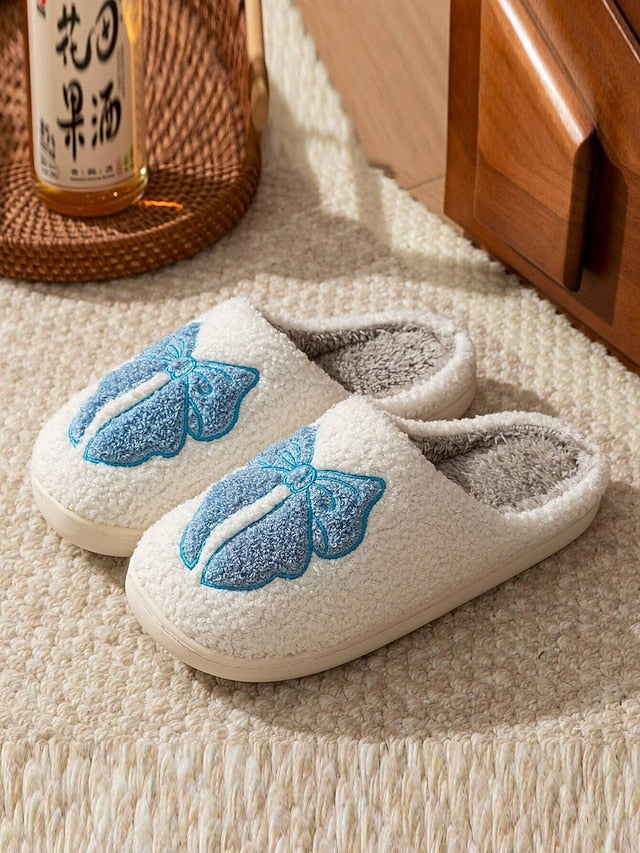 Bowknot Women's - with White Soft Slippers and Design Red FashionChic