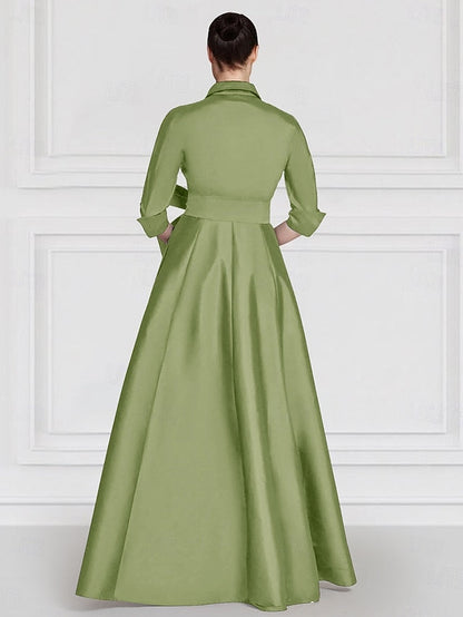 the of Mother A-Line Floral Embroidered Gown Evening Bride Satin FashionChic