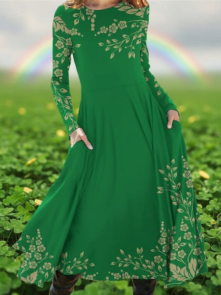 St. Paddy's Day Women's Midi Dress Casual Dress Swing FashionChic