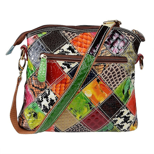 - Shoulder Women's Bag Colorful Bohemian Leather Patchwork FashionChic