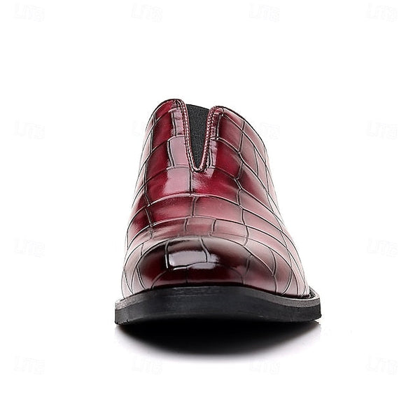 Shoes Pattern Men's Burgundy – Dress Crocodile Slip-On FashionChic