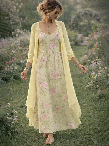 Women's Dress Set A Line Dress Vacation Boho Floral Graphic FashionChic