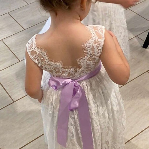 Solid Party Girls' Wedding Colored Sleeveless Kids Dress FashionChic