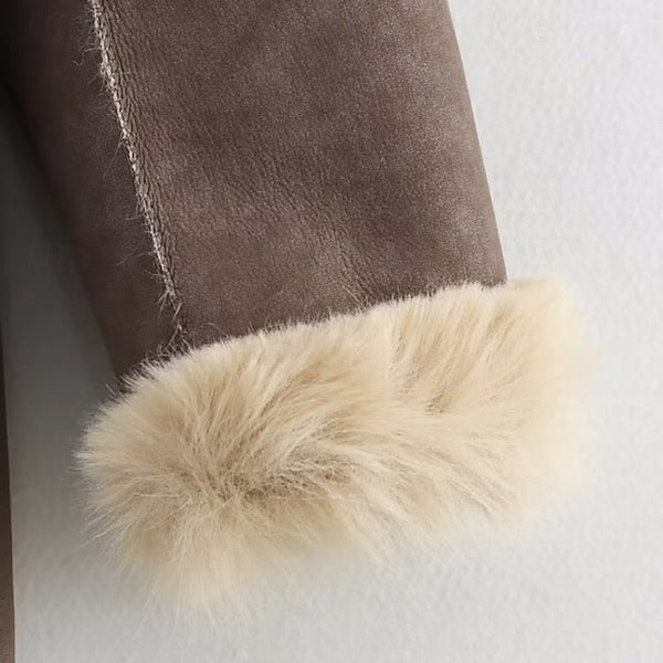 Faux Pocket Comfortable Women's Warm Buttons Coat Fur FashionChic