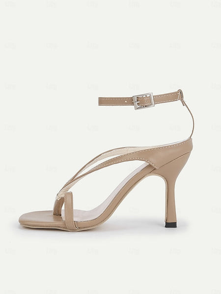 Elegant – White Strappy Sandals Stiletto Women's FashionChic