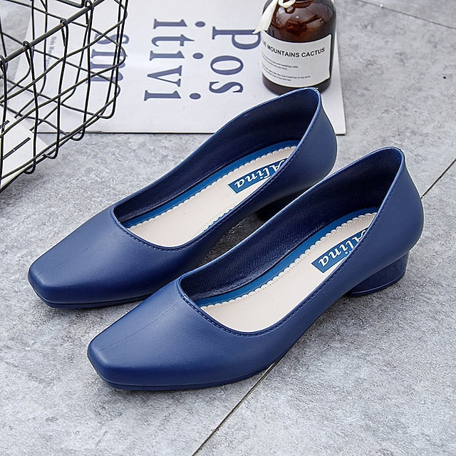 Heel Low Slip-On Pumps Black Classic Women's Toe – Round FashionChic