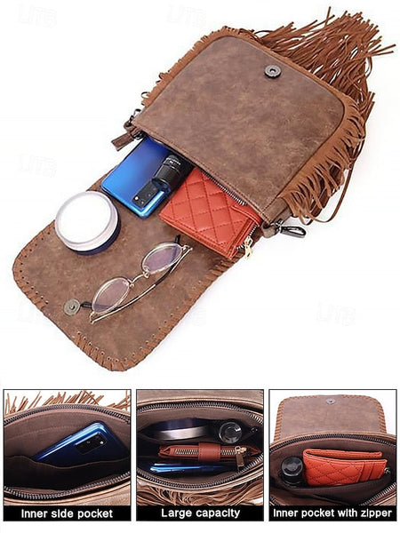 Faux Leather Women's Shoulder Multi-Pocket - Crossbody Bag FashionChic