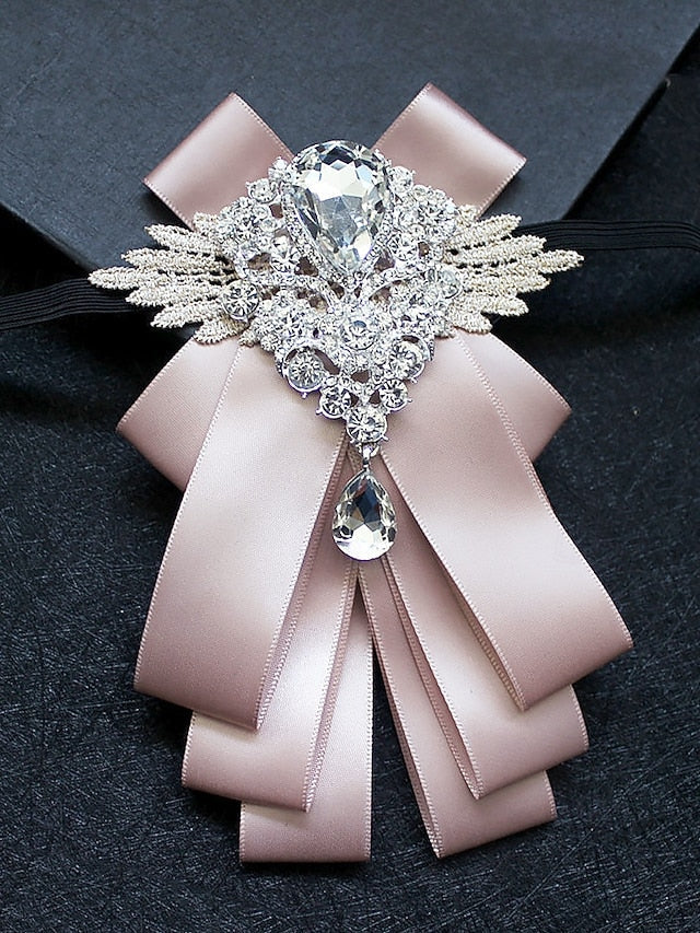 Luxury Brooch Bow Pin Tie Men's Crystal - Elegant Ribbon FashionChic