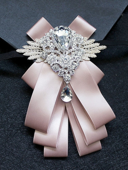 Luxury Brooch Bow Pin Tie Men's Crystal - Elegant Ribbon FashionChic