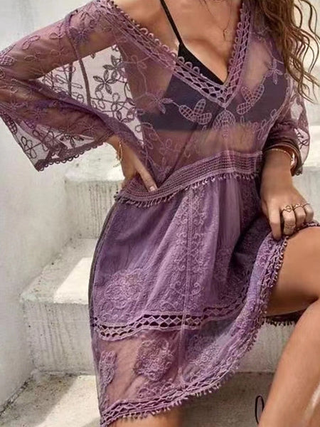 Women's Cover Up Swimsuit Dress Lace Patchwork Vacation FashionChic