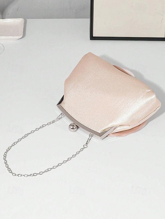 Satin Evening – Elegant Purse Clutch Rose Flower Women's FashionChic