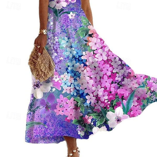 Women's Midi Dress Floral Dress Halter Neck Dress Print FashionChic
